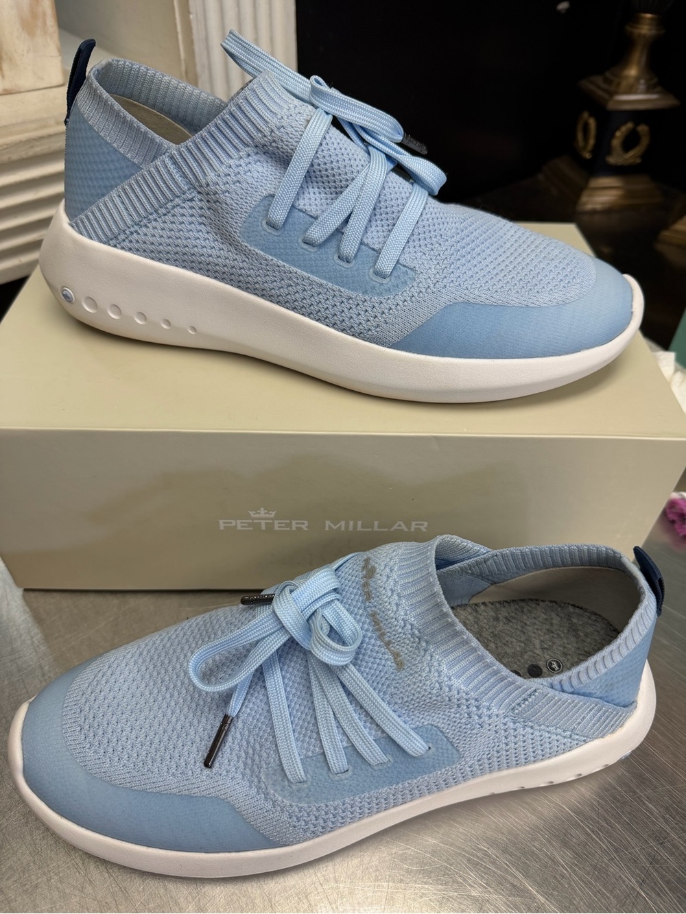 Peter Millar Light Blue Knit Slip-On Sneakers for Woman